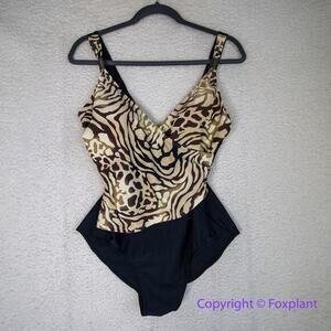 Fantasizer women's one piece swimsuit‎ wrap chest, size 10D
